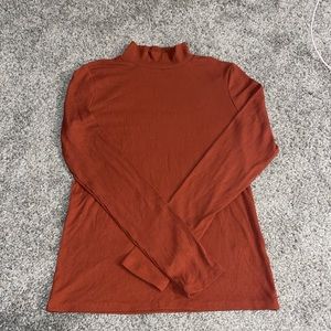 Brown ribbed mock turtle neck